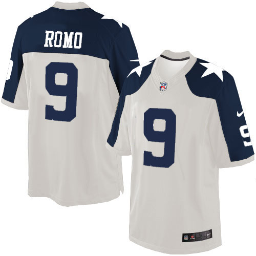 Men's Limited Tony Romo Nike Jersey White Alternate - #9 Throwback NFL Dallas Cowboys